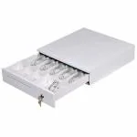 RONTENO Cash Box Metal Drawer Storage Box Tray With Removable Coin Tray For Shop (1Pc, White)