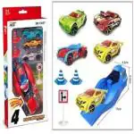 KTRS ENTERPRISE Rapid Launcher with Die Cast Toy Cars, high Speed car Launcher Kid's Car Set Kid's car Launcher Toys,Birthday Toy Gift for Boys Girls Aged 3-8 (4CAR+ Launcher)