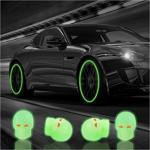Autoeon 4Pcs Luminous Skull Tire Air Valves Stem Caps,Fluorescent Tire Valve Caps,Universal Tire Valve Stem Covers Accessories for Car Truck Motorcycles Bike (Skull Green)