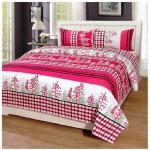 ALL M@LL 250 TC Cotton Double Jaipuri Prints Flat Bedsheet (Pack of 1, Pink)