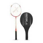 Vector X VXB 70 Badminton Racquet Aluminium Head and Steel Shaft with 3/4th Cover (Red)