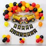 AMFIN Truck Foil Balloon , Transport Theme Birthday Decoration , Vehicle Theme Decoration , Happy Birthday Banner , Latex Balloons for birthday party , Backdrop Decoration for Birthday - Pack of 65