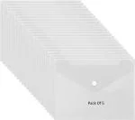 Shining Zon Envelope Design File Folder Clear Holder Storage Case for Paper Document Bag PassBook, Cheque Book Snap Button Folder Clear Plastic Container for A5 Papers Stationery - Pack of 5