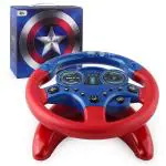 PATPAT Steering Wheel for Kids Simulation Racing Learning Educational Toys, Steering Wheel Toy, Musical Toys 1-3 Years, Blue & Red