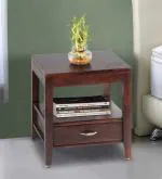 Ikiriya Kassel Sheesham Wood End Table| Corner Table| Tea Table| Bedside Table in Dark Walnut Finish