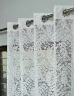 Yellow Weaves White Polyester Leaves String Net Curtain For Door, 7 Ft (Pack Of 2)