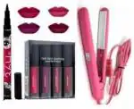 Hot Beauty 4 Pcs Lipstick With Eyeliner And Mini Hair Straightener (3 Items in the set)