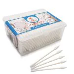 Majestique Paper Sticks Cotton Swabs Buds 2 Shape - Soft, Gentle On Face, Ear Cleaning, Makeup & Beauty Applicator, Nail Polish Removal - 200 Sticks (Pack Of 1) White