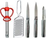 Niyara Enterprise Stainless steel Gas Lighter, Grater, Peeler and 2 Knife set Kitchen tool combo set Kitchen Tool Set (Multicolor)