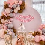 SPECIALYOU.IN Pastel Theme Birthday decoration Items for Girl with Gray, Brown, Peach & pink balloons for decoration, birthday balloons for decoration, Pastel balloons for birthday - 63 Items