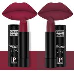 PERPAA Creamy Matte Lipstick Combo Set Of 2 Bright Long Stay Intense Color 3.5gm Each|Candy Pink,Dusky Maroon