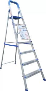 ESKAI INDIA 7 step (6+1) Blue Hybrid Heavy Duty Foldable Durable Wide Steel Ladder for Home and Kitchen | Aluminium, Steel, Plastic Ladder | With Platform