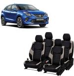 AUTO-SAFE Black, Beige PU Leather Car Seat Cover for Maruti Baleno Pack of 4