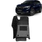 Kingsway 7D Car Floor Foot Tray Mats for Mahindra XUV 700 7 Seater, 2021 Onwards Model, 100% Waterproof Washable, Black, Made with Top-Notch PVC Material, Complete Set of 4 Piece