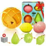 Kiditos Fruit Magic Cubes Lemon+Pear+Peach+Orange Cube Puzzle Game Funny Toys for Children Brainteaser Set of 4
