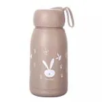 Welour glass water bottle with cute rabbit desing 340 ML (Brown)
