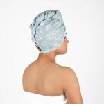 Doctor towels it's safe Musa - Banana Jacquard Floral Hair Towel Quick Dry Hair Towel 25 X 65 Cm Pack Of 1 (Chalk Blue)