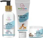 Being mama White Diaper Rash Cream 100 gm Baby Face Cream 100 gm 3 In 1 Baby Wash 200 ml - Pack Of 3