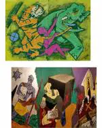 DECOR ADVENTURES The Spirit of India by M.F. Husain Wall Painting 14 x 18 inch (Set of 2)