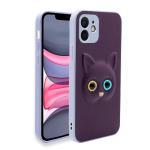 Sonty Iphone 12 Purple Faux Leather Anti Fingerprint Mobile Back Cover