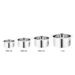 Vinod Stainless Steel Round Bottom Tope Without Lid 4 Pieces Small Set Capacity 300 ml, 500 ml, 650 ml & 1 Litre