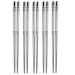 SCENTY Fixlogics 5 Pairs Reusable Metal Stainless Steel Chopsticks Dishwasher Safe Lightweight Easy to Use Metal Chop Sticks (5 Pair Grey)