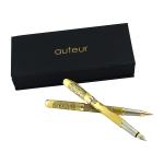 Auteur AUT08 Black Metal Black Ink Fountain Ink Pen & Roller Ball Pen (Pack Of 2)