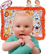 MOM CARES White & Orange Mustard Seed Newborn Baby Pillow Ideal For Round Head Shaping ( 0-12 M)