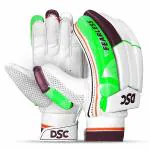 DSC Intense Attitude Leather Cricket Batting Gloves, Youth Right (Red Purple)