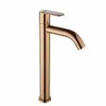 Spazio Rose Gold Opal SS-304 Tall Pillar Cock Tap With Long Spout & 12 Inches Tall Body Tall Boy Extended PVD Coated Pillar Tap Faucet (Deck Mount Installation Type)