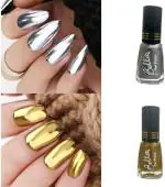 Temper Quick dry Long lasting Nail Polish combo Gold, Silver (Pack of 2)