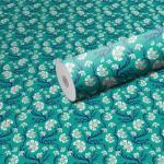 WallWear - Self Adhesive Wallpaper & Wall Sticker (Aqua Green Flower) Extra Large (300x40cm) for Bedroom | Livingroom | Kitchen | Hall Decoration (Pack of 1)