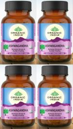Organic India Ashwagandha Ayurvedic Medicine (4 Packs, 60 Veg Capsule in Each Pack)