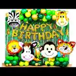 SV Traders Jungle Theme/Jungle Safari/Animal Theme Kids Birthday Decoration Combo Of 81 Pcs-