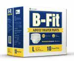 B fit Diapers Adult Pull Up Diapers Pants (Large, 10 Pieces, 32-52 Inches) - Pack of 8