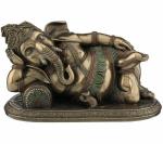 Idol Collections Multicolor Bronze Reclining Ganesha Ganesh Hindu God Bonded Statue, 4 Inch