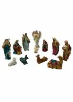 Breeze Handicrafts Crib Set/ Nativity Set Jesus Statue Mother Mary Idol and Joseph Statue Kudil Set Christmas Decoration 4 inch Crib Xmas Gift 6x5x10 inch