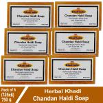 Herbal Khadi Haldi Chandan Handmade REJUVENATING BATH SOAP Anti-Fungal Healthy & Fair Skin (Pack of 6) (750 g)