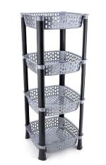 SHRAVI Square Rack For Office Use, Fruits And Sabaji Basket Vegetable Stand (4 Layer, Grey)