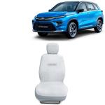 Kingsway Towel Fabric Car Seat Covers for Toyota Urban Cruiser Hyryder, 2022 Onwards Model, Material: 100% Cotton, Color : White, Complete Set of All Seats (Car Specific Front + Rear Seat Covers)