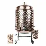 R Ayurveda Copper Clear Matka Honey Diamond Pure With Stand And Two Glass (Pack Of 3)