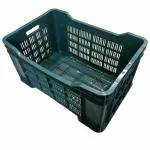 Xela Multipurpose Heavy Duty Green Portable Plastic Crate | Organizer Stackable Shelf Basket for Large Storage Bin | Vegetable | Fruit | Fish | Milk 54x35x28cm (Pack of 1)