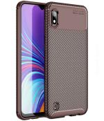 Golden Sands for Samsung Galaxy A10 Back Case Cover Slim Drop Tested Aramid Carbon Fibre Shockproof Armor TPU Case for Samsung A10 Mobile Cover, Brown