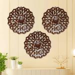Buy Timberly Brown Wood Round Wall Mirror Decor Panel Hanging Jharokha ...