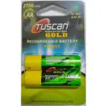 Tuscan Ni-MH 1.2V AA 2700 mAh Rechargeable Batteries (1 Pair)