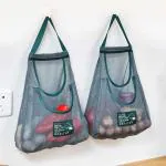 Kunya Reusable Mesh Bags for Fruit and Vegetable Hanging Storage, Kitchen Storage, Washable & Foldable Net Bags - 2 Pack