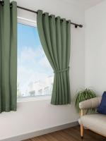 Lushomes window curtain, curtain 5 feet, Curtains for Window, Cotton Green Rod Pocket Curtain and Drapes for Window Size: 137X213 cm (Size 4.5 FT x 7 FT, Pack of 1)