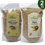 Farmbean Millets Combo Pack of 2 | White Jowar 1Kg, Bajra 1Kg | Natural Grains Unpolished Millets| Low GI Rice | Nutrient Powerhouse, High Protein & More Fibre than Rice