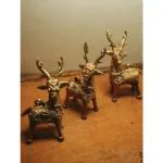 Happy People's Company Golden Brass Crafts Mriga Set - Dokra Deer Herd