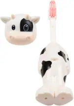 Ole Baby White Bounce Up Funny Cow Headed Kids Push Button Toothbrush Cum Toy ,3-7 yrs